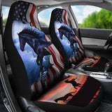 Patriotic American Flag Horse Awesome Silhouette Car Seat Covers 212701 - YourCarButBetter
