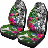 Pohnpei Car Seat Covers White - Turtle Plumeria Banana Leaf - 091114 - YourCarButBetter