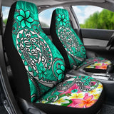 Polynesian Car Seat Covers - Turtle Plumeria Turquoise Color - 091114 - YourCarButBetter