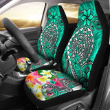 Polynesian Car Seat Covers - Turtle Plumeria Turquoise Color - 091114 - YourCarButBetter
