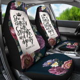 Proverbs 31:25 She Is Clothed With Strength And Dignity Custom Queen Crown And Multi Flowers Car Seat Covers 211305 - YourCarButBetter