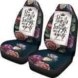 Proverbs 31:25 She Is Clothed With Strength And Dignity Custom Queen Crown And Multi Flowers Car Seat Covers 211305 - YourCarButBetter