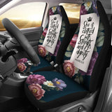 Proverbs 31:25 She Is Clothed With Strength And Dignity Custom Queen Crown And Multi Flowers Car Seat Covers 211305 - YourCarButBetter