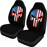Punisher Skull Military American Flag Car Seat Covers 213003 - YourCarButBetter