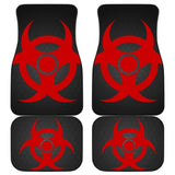 Red Biohazard Warning Black Background Car Floor Mats 211204 - YourCarButBetter