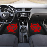 Red Biohazard Warning Black Background Car Floor Mats 211204 - YourCarButBetter