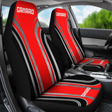 Red Black Camaro White Letter Car Seat Covers 210603 - YourCarButBetter