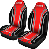 Red Black Camaro White Letter Car Seat Covers 210603 - YourCarButBetter