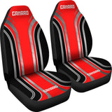 Red Black Camaro White Letter Car Seat Covers 210603 - YourCarButBetter