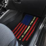 Red Themed American Flag Thin Green Line Car Floor Mats 211803 - YourCarButBetter