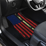 Red Themed American Flag Thin Green Line Car Floor Mats 211803 - YourCarButBetter
