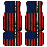 Red Themed American Flag Thin Green Line Car Floor Mats 211803 - YourCarButBetter