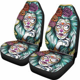 Set 2 Day Of The Dead Car Seat Cover Sugar Skulls 101207 - YourCarButBetter