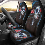 Set 2 Pcs Beautiful Girl Seat Cover Sugar Skulls 101207 - YourCarButBetter