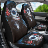Set 2 Pcs Beautiful Girl Seat Cover Sugar Skulls 101207 - YourCarButBetter