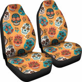 Set 2 Pcs Car Seat Cover Sugar Skulls 101207 - YourCarButBetter