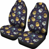 Set 2 Pcs Floral Sugar Skull Day Of The Dead Skull Car Seat Covers 101207 - YourCarButBetter