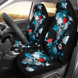 Set 2 Pcs Floral Sugar Skull Day Of The Dead Skull Car Seat Covers 101207 - YourCarButBetter