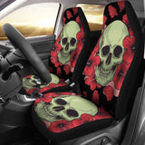 Set 2 Pcs Floral Sugar Skull Day Of The Dead Skull Car Seat Covers 101207 - YourCarButBetter