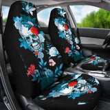 Set 2 Pcs Floral Sugar Skull Day Of The Dead Skull Car Seat Covers 101207 - YourCarButBetter