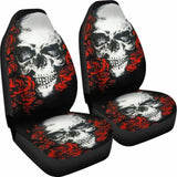 Set 2 Pcs Floral Sugar Skull Day Of The Dead Skull Car Seat Covers 101207 - YourCarButBetter