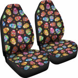 Set 2 Pcs Floral Sugar Skull Day Of The Dead Skull Car Seat Covers 101207 - YourCarButBetter