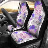 Set 2 Pcs Floral Sugar Skull Day Of The Dead Skull Car Seat Covers 101207 - YourCarButBetter