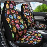Set 2 Pcs Floral Sugar Skull Day Of The Dead Skull Car Seat Covers 101207 - YourCarButBetter