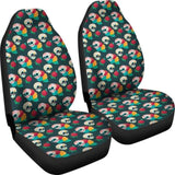 Set 2 Pcs Floral Sugar Skull Day Of The Dead Skull Car Seat Covers 101207 - YourCarButBetter