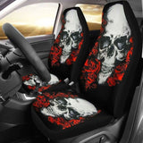 Set 2 Pcs Floral Sugar Skull Day Of The Dead Skull Car Seat Covers 101207 - YourCarButBetter