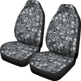 Set 2 Pcs Floral Sugar Skull Day Of The Dead Skull Car Seat Covers 101207 - YourCarButBetter