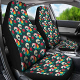 Set 2 Pcs Floral Sugar Skull Day Of The Dead Skull Car Seat Covers 101207 - YourCarButBetter
