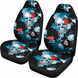 Set 2 Pcs Floral Sugar Skull Day Of The Dead Skull Car Seat Covers 101207 - YourCarButBetter