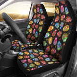 Set 2 Pcs Floral Sugar Skull Day Of The Dead Skull Car Seat Covers 101207 - YourCarButBetter