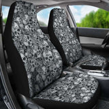Set 2 Pcs Floral Sugar Skull Day Of The Dead Skull Car Seat Covers 101207 - YourCarButBetter