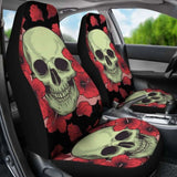 Set 2 Pcs Floral Sugar Skull Day Of The Dead Skull Car Seat Covers 101207 - YourCarButBetter
