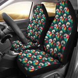 Set 2 Pcs Floral Sugar Skull Day Of The Dead Skull Car Seat Covers 101207 - YourCarButBetter