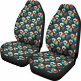 Set 2 Pcs Floral Sugar Skull Day Of The Dead Skull Car Seat Covers 101207 - YourCarButBetter