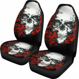 Set 2 Pcs Floral Sugar Skull Day Of The Dead Skull Car Seat Covers 101207 - YourCarButBetter