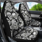Set 2 Pcs Floral Sugar Skull Day Of The Dead Skull Car Seat Covers 101207 - YourCarButBetter