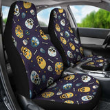 Set 2 Pcs Floral Sugar Skull Day Of The Dead Skull Car Seat Covers 101207 - YourCarButBetter