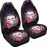 Set 2 Pcs Gothic Floral Skull Car Seat Covers 101207 - YourCarButBetter