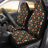 Set 2 Pcs Sugar Skull Day Of The Dead Skull Car Seat Covers 101207 - YourCarButBetter