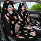 Set 2 Seat Cover Flower Skull Gothic Car Seat Covers 101207 - YourCarButBetter