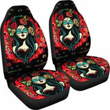 Set 2 Seat Cover Sugar Skulls 101207 - YourCarButBetter
