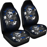 Set 2 Seat Cover Sugar Skulls Beautiful Girl Car Seat Cover 101207 - YourCarButBetter