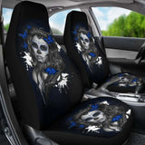 Set 2 Seat Cover Sugar Skulls Beautiful Girl Car Seat Cover 101207 - YourCarButBetter
