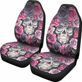 Set 2 Sugar Skull Car Seat Cover Day Of The Dead 101207 - YourCarButBetter