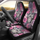 Set 2 Sugar Skull Car Seat Cover Day Of The Dead 101207 - YourCarButBetter
