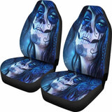 Set 2 Sugar Skull Car Seat Cover Sugar Skulls 101207 - YourCarButBetter